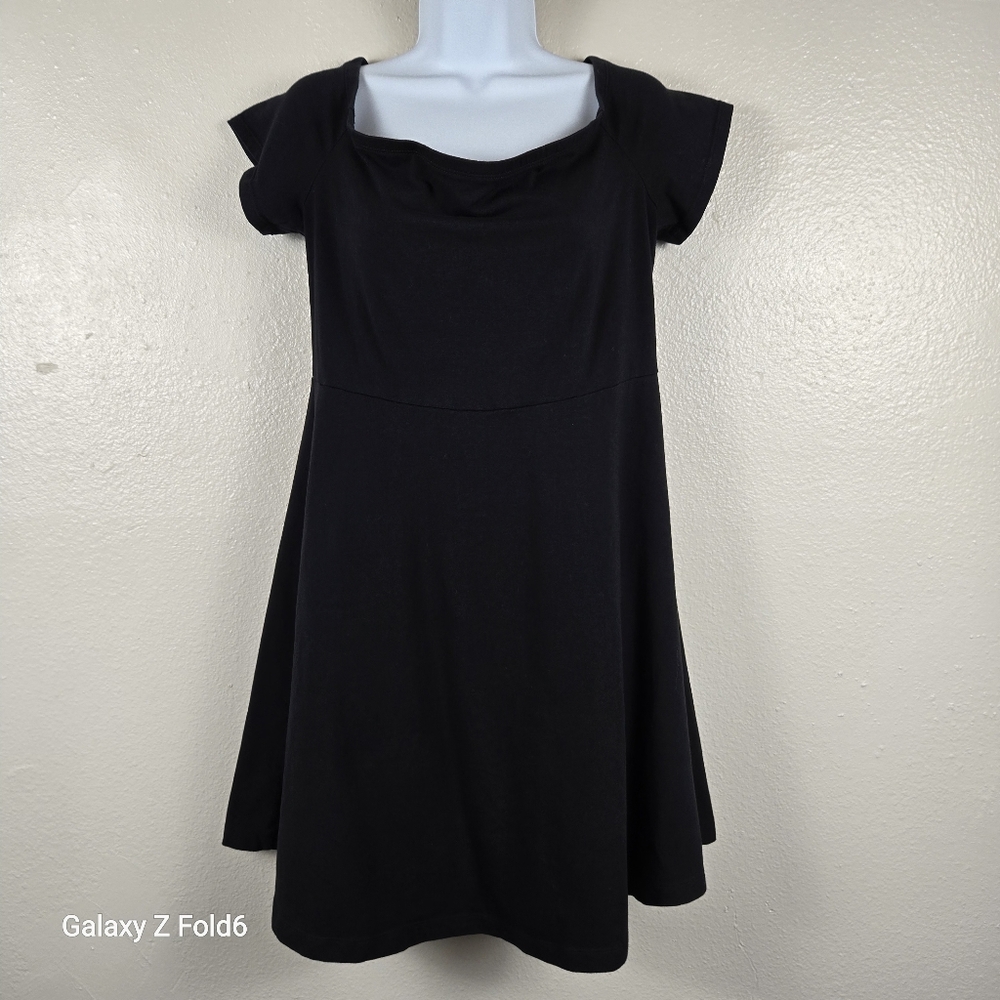 Old Navy Skater‎ Dress Womens Large Black Excellent Square Neck Cap Sleeve Mini